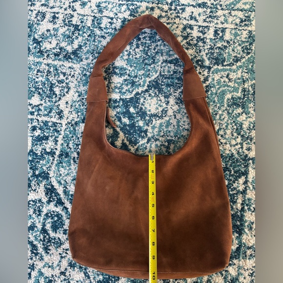 Chocolate brown suede big slouchy hobo shoulder bag - Picture 6 of 11